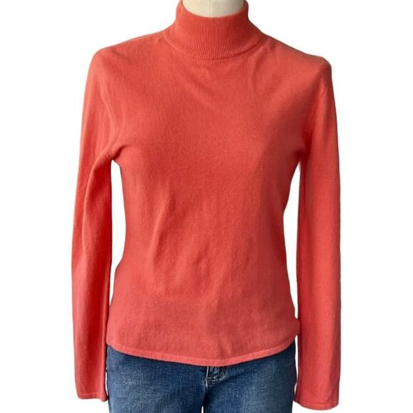 Vintage Talbots 100% Cashmere Mock Neck Coral Sweater Size Small - Picture 1 of 3